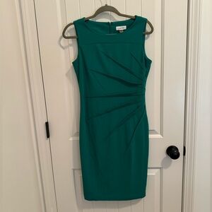 Kelly Green Calvin Klein Sheath Dress with ruching